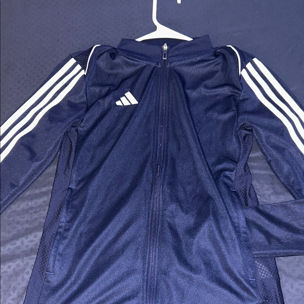 Adidas Dark Blue Track Jacket with White Accents